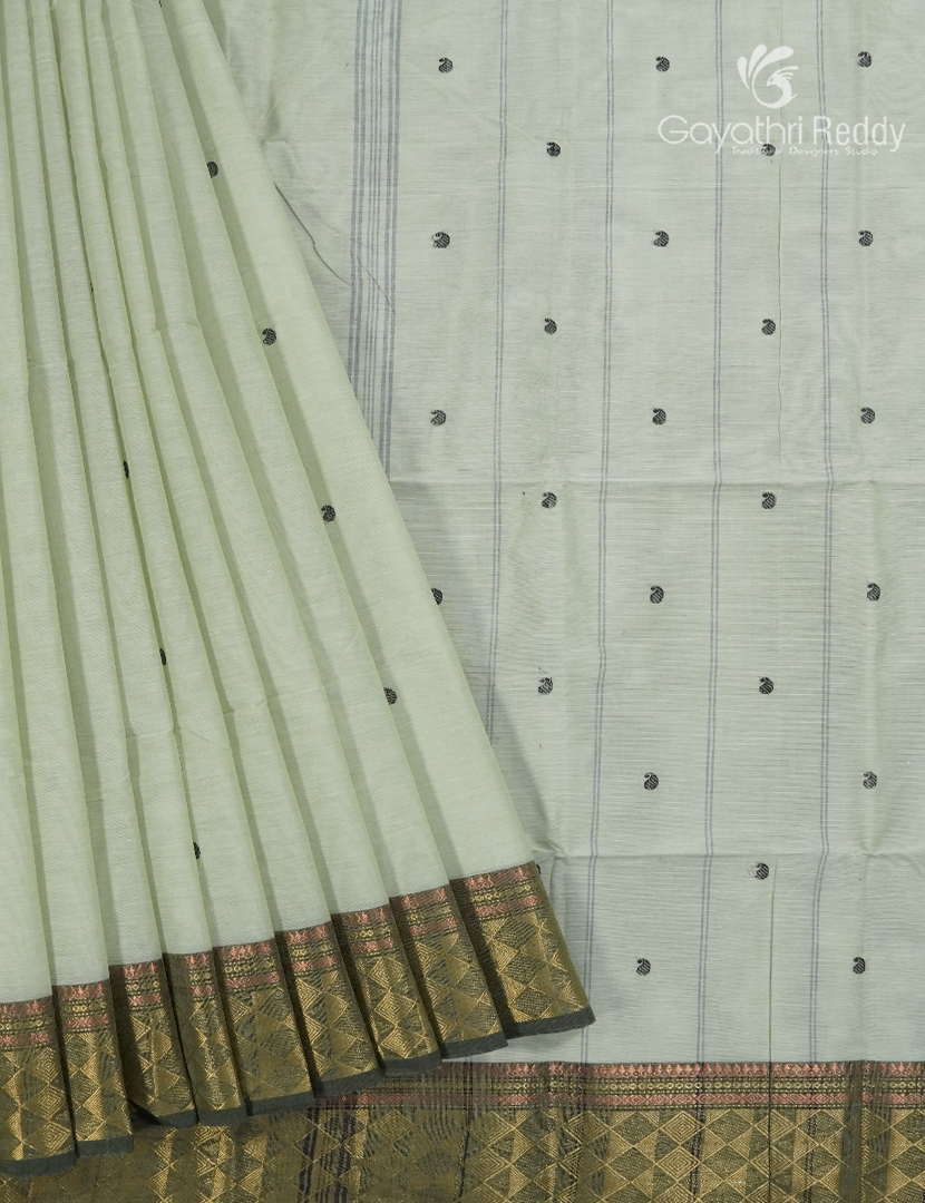 Pure Handloom Cotton Saree in Light Pista Green