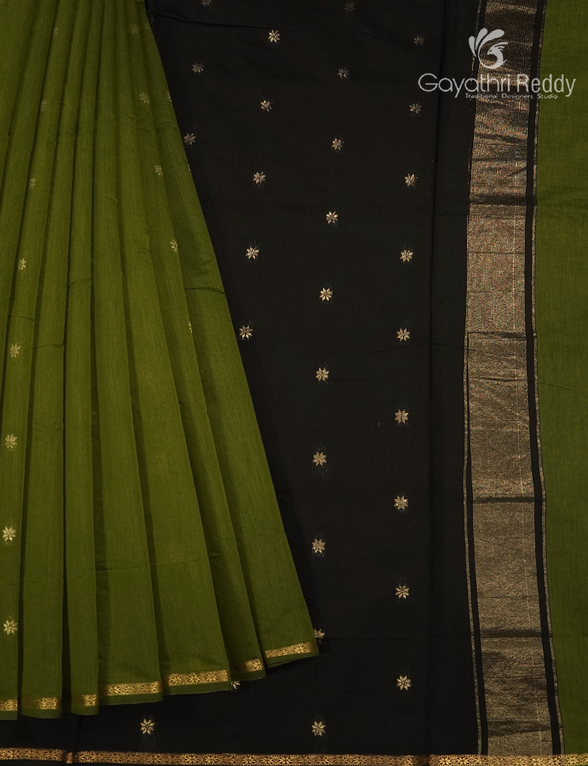 Sico Saree in Mehendi Green and Black