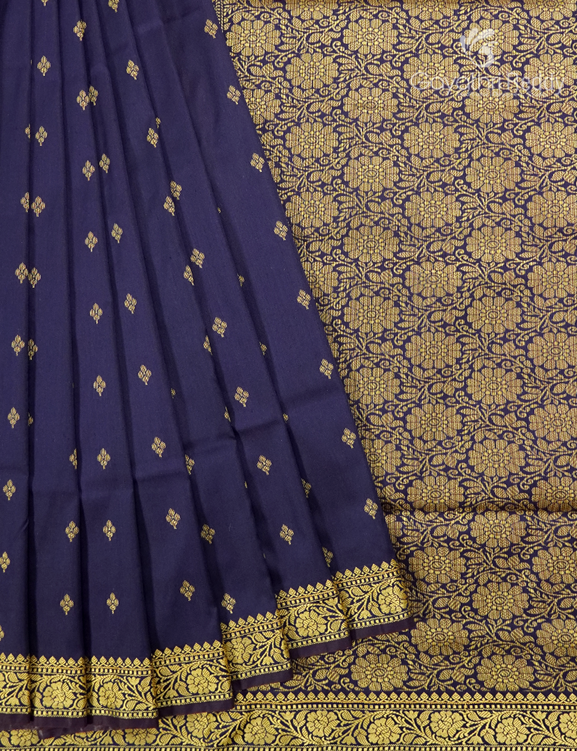 Semi Katan Silk Saree in Deep Navy Blue