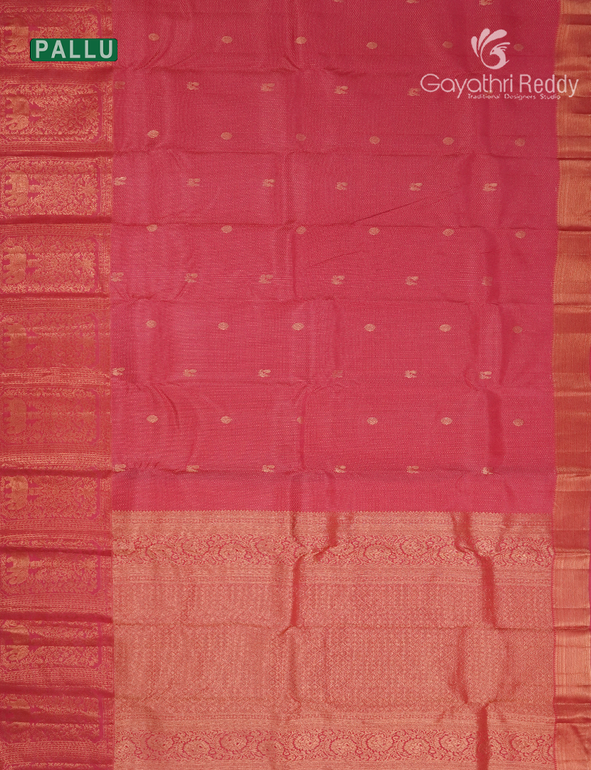 Pure Kanchipuram Silk Saree in Peach Pink (Butta Pattern )
