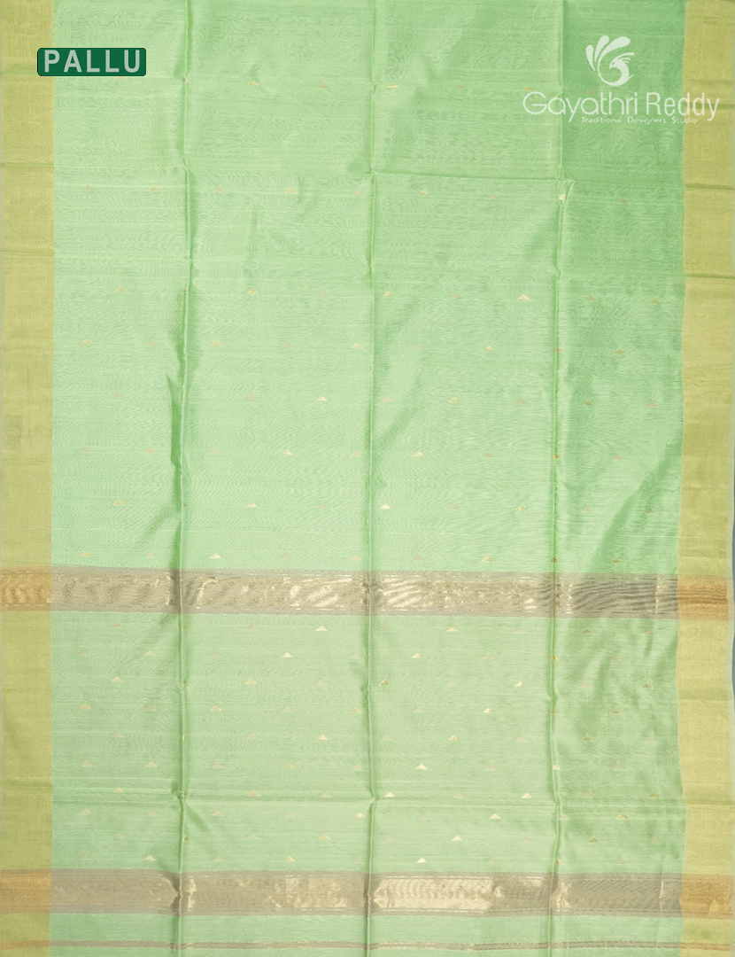 Pure Chanderi Sico Saree in Pista Green