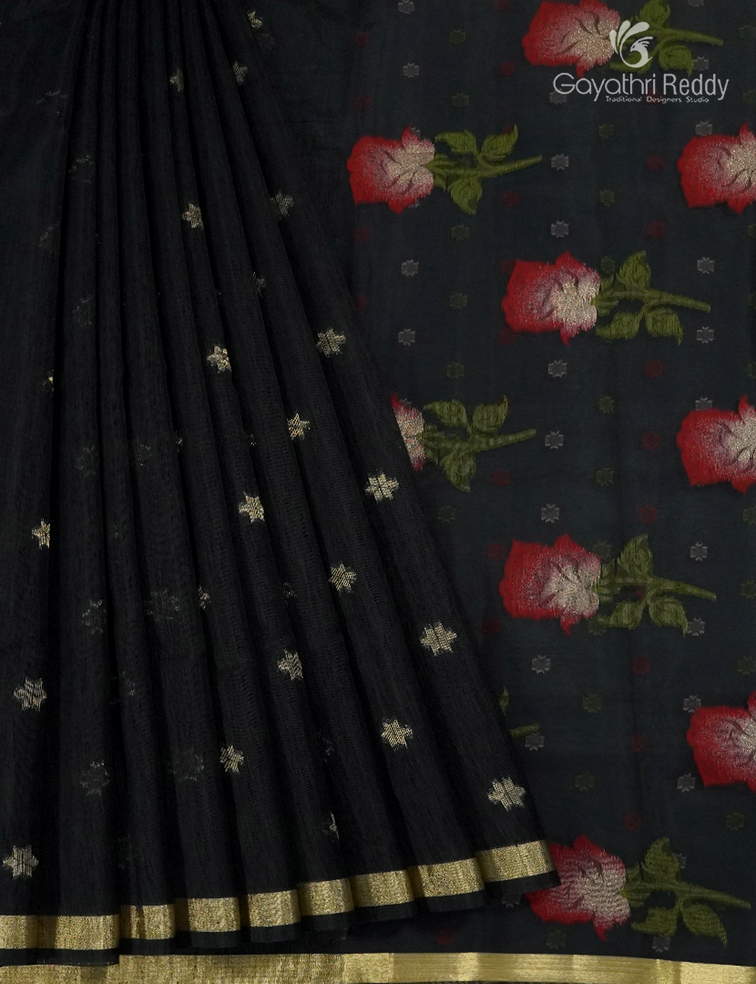 Pure Linen Saree in Black