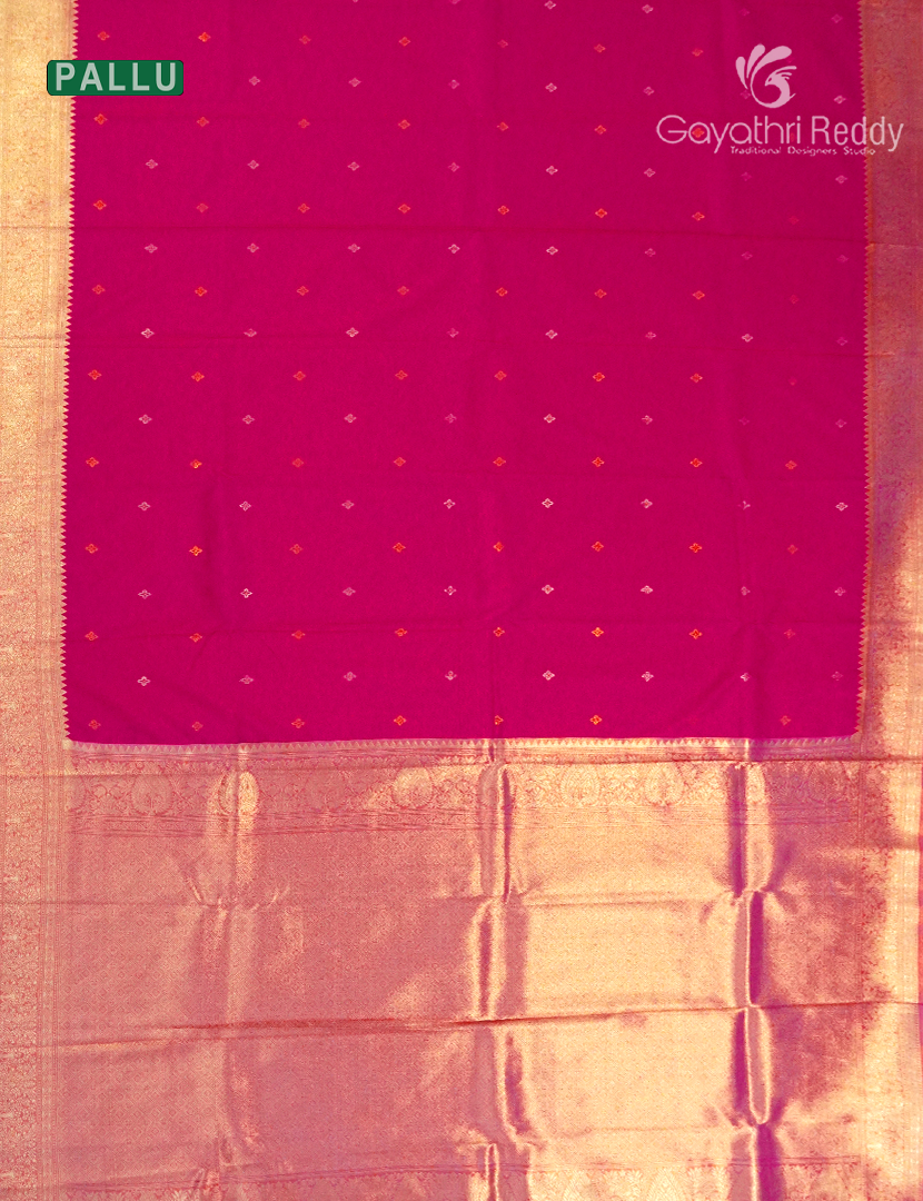 Semi Kanchipuram Art Silk Saree in Deep Fuchsia Pink
