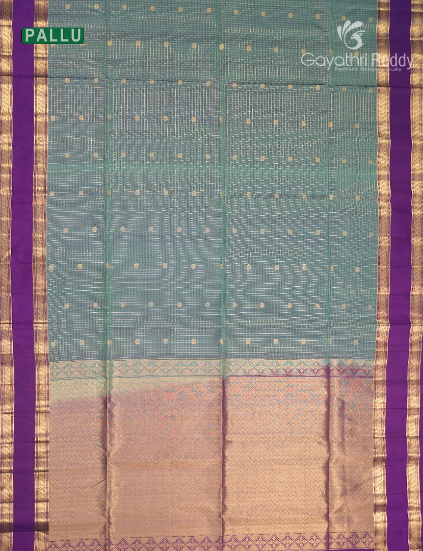 Pure Kanchipuram Vintage Silk Saree in Grey and Purple
