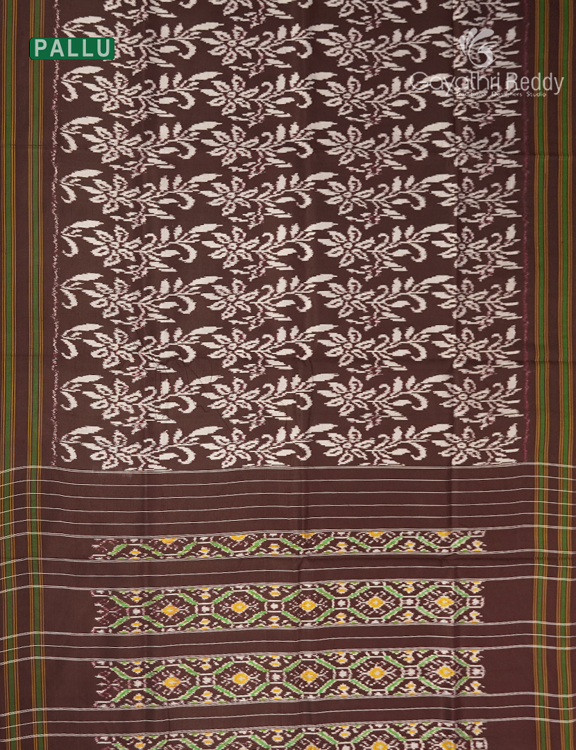 Pure Ikat Silk Saree in Brown