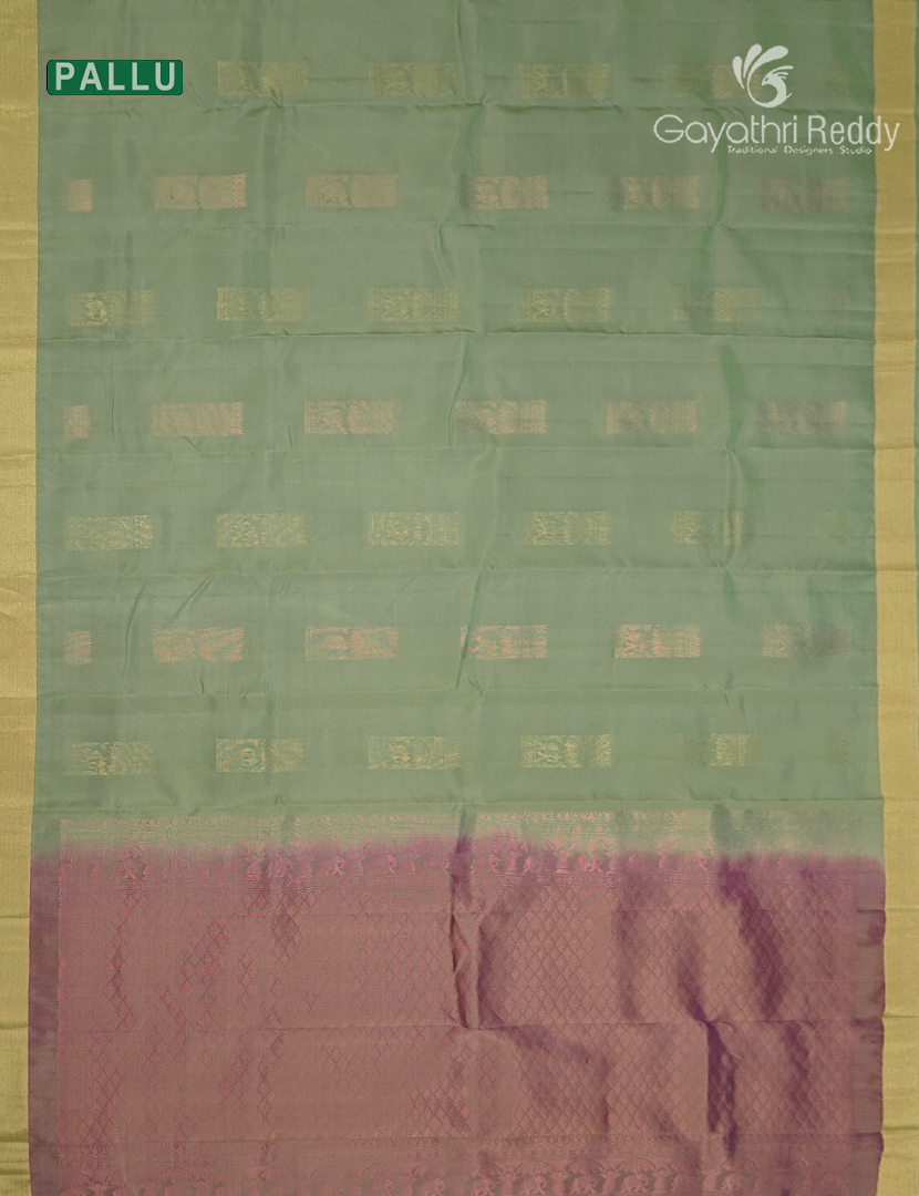 Pure Kanchipuram Silk Saree in Pista Green ( Small Borders )
