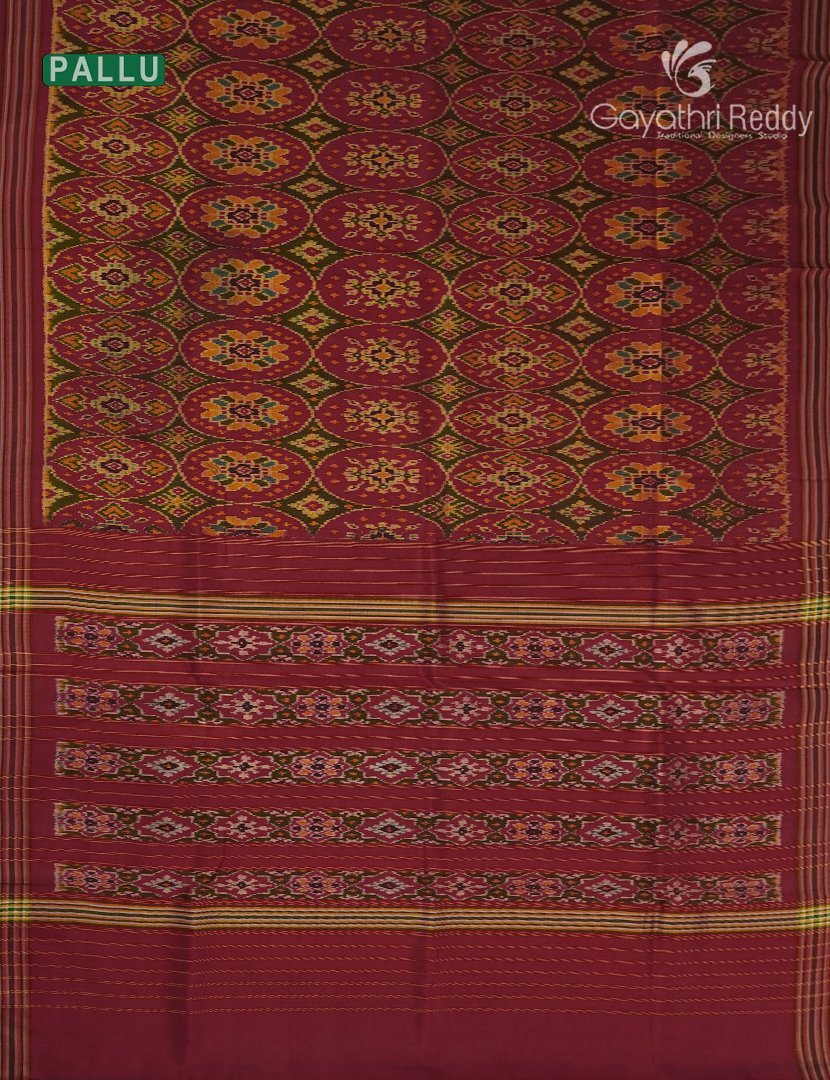 Pure Ikat Silk Saree in Rust Red