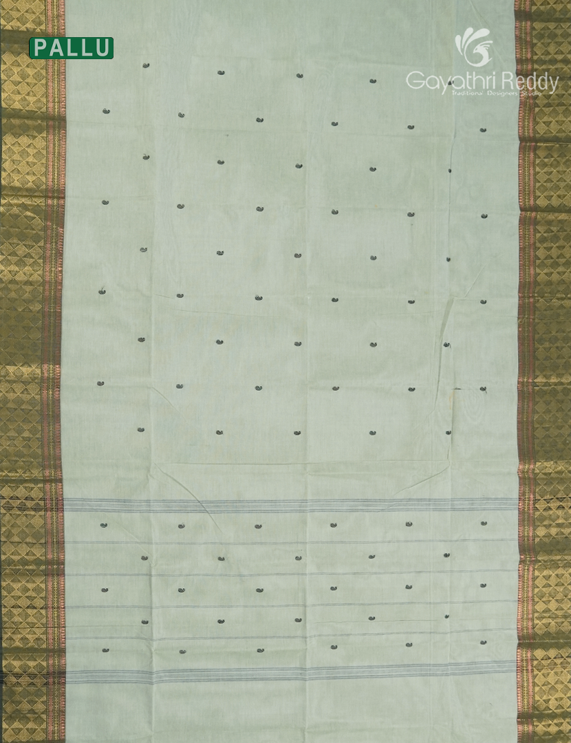 Pure Handloom Cotton Saree in Light Pista Green
