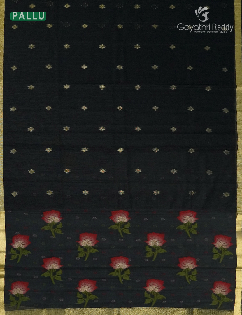 Pure Linen Saree in Black
