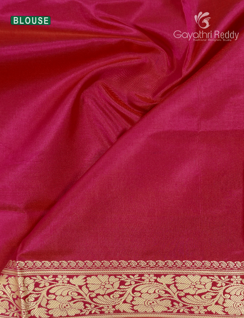 Pure Valkalam Silk Saree in Rani Pink