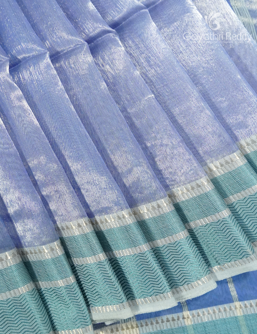 Pure Chanderi Sico Tissue Saree in Cloud Blue