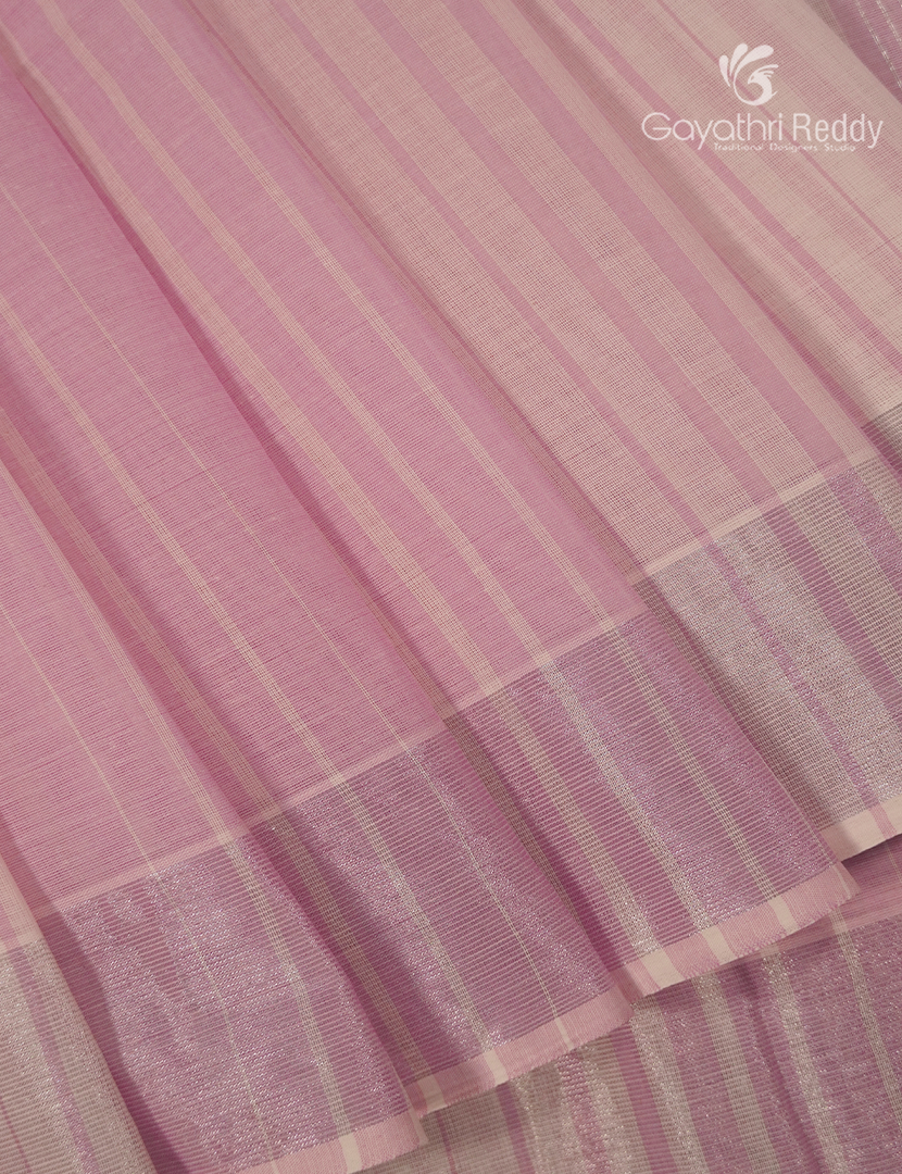 Pure Kanchi Cotton Saree in Cream and Baby Pink