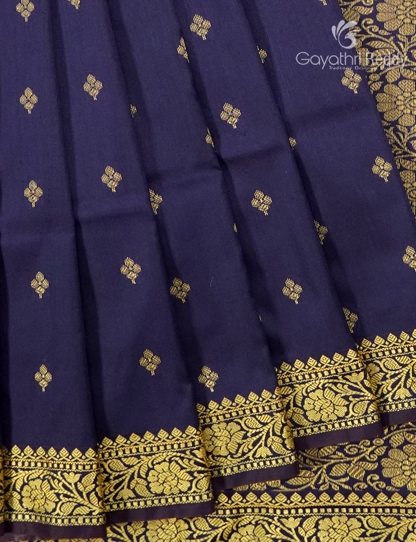 Semi Katan Silk Saree in Deep Navy Blue
