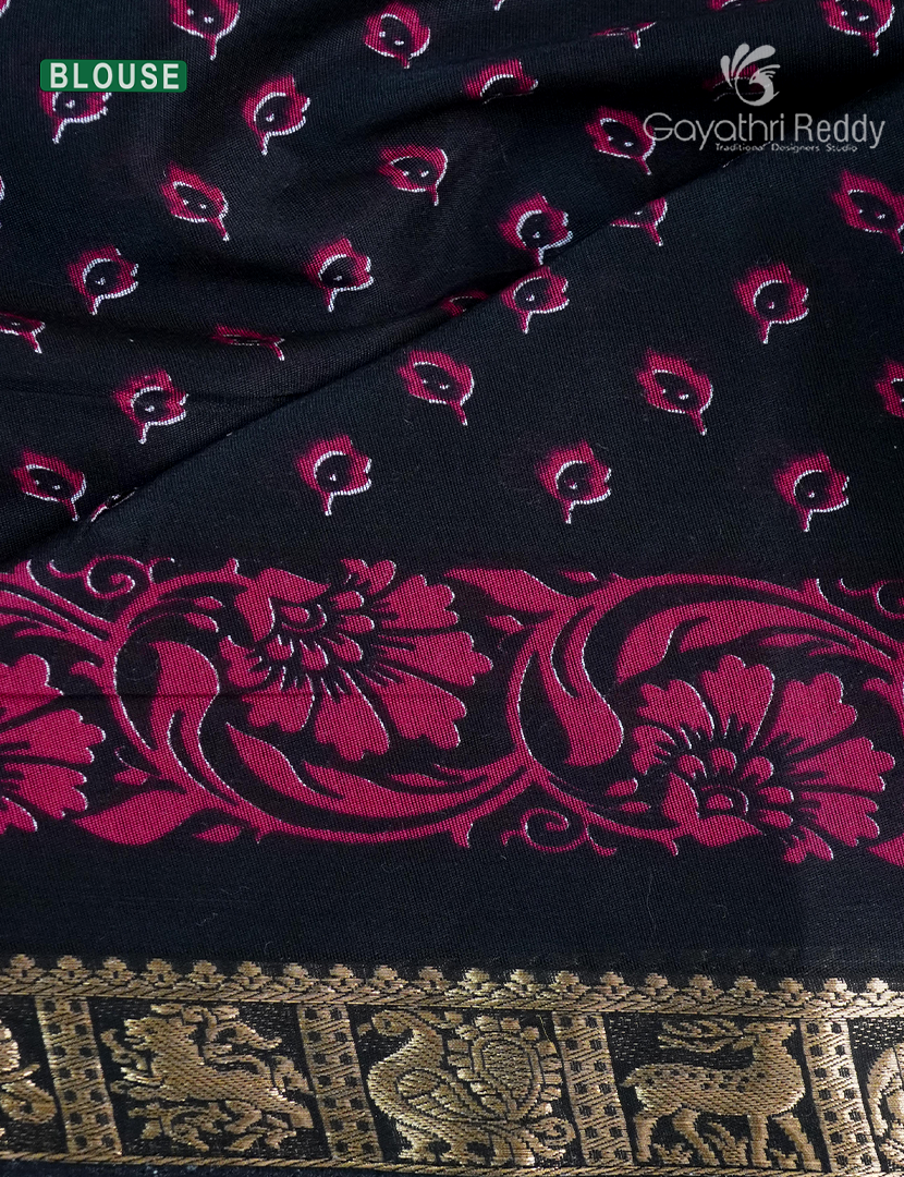 Vidarbha Sico Saree in Rani Pink and Deep Navy Blue
