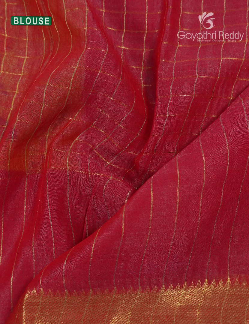Mangalgiri Printed Saree in Parrot Green and Rani Pink