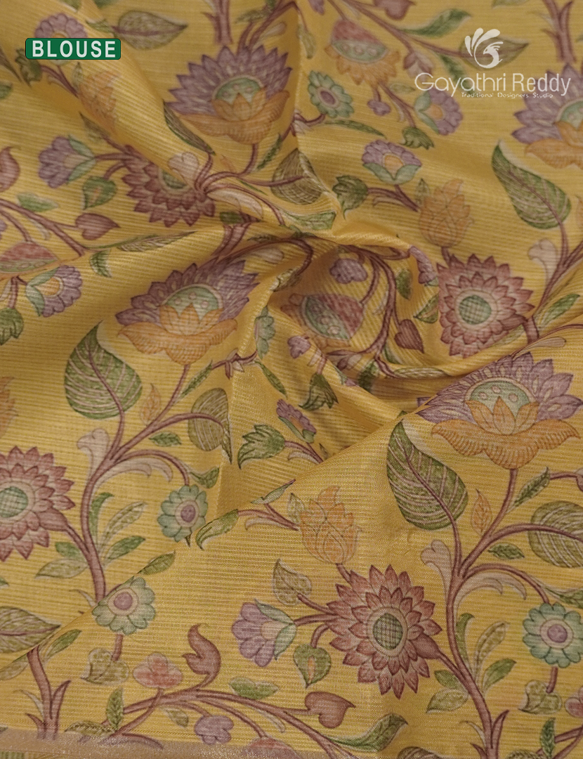 Silk Kota Saree in Grey and Mustard