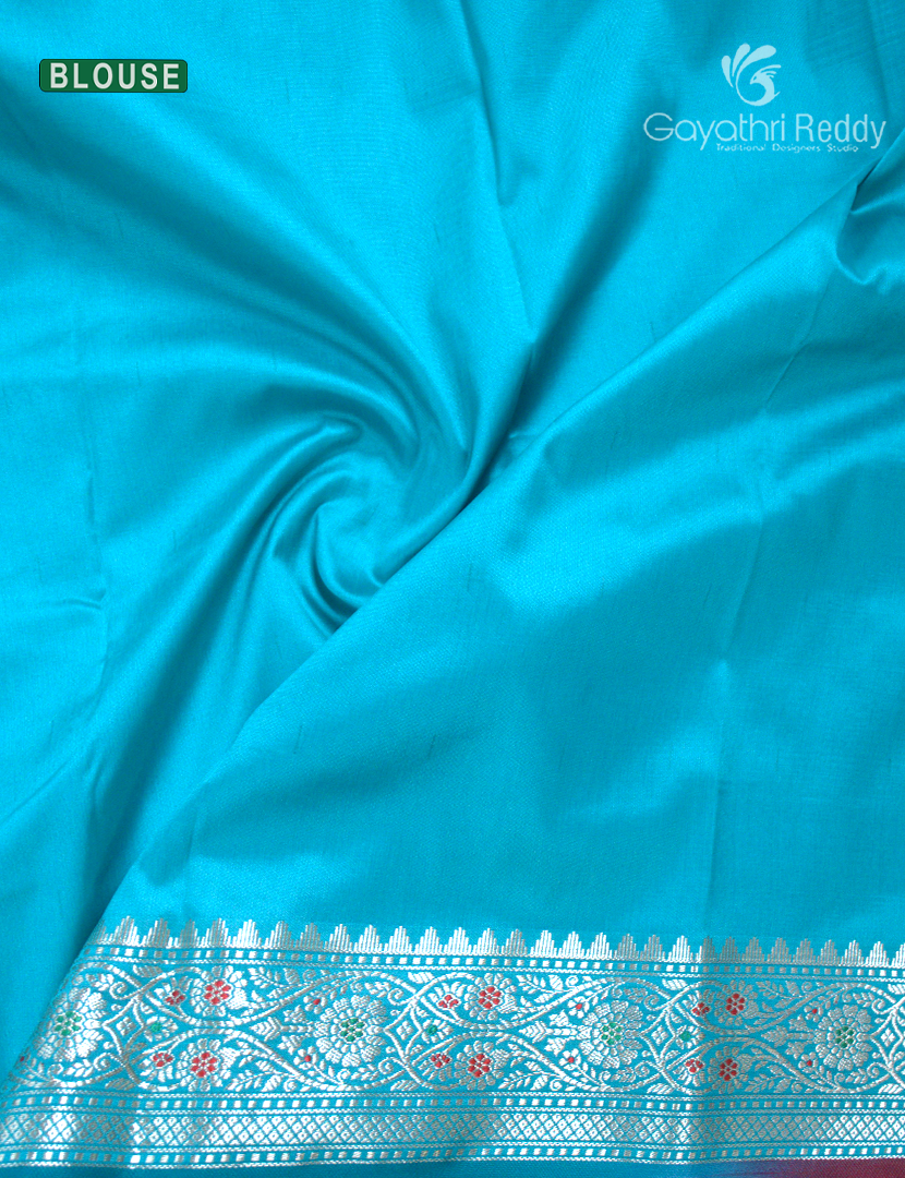 Semi Banaras Katan Silk Saree in Cobalt Blue