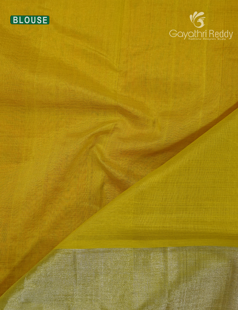 Pure Arani Sico Saree in Orange and Lime Yellow