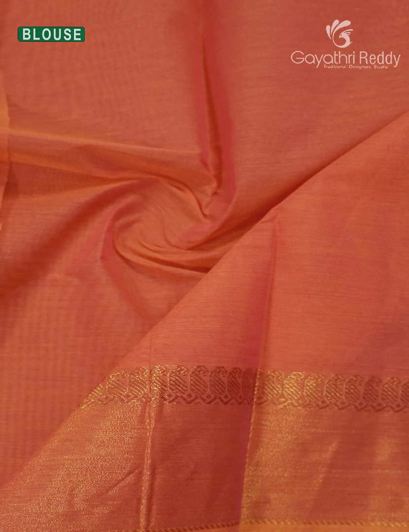 Pure Kanchi Cotton Saree in Peach