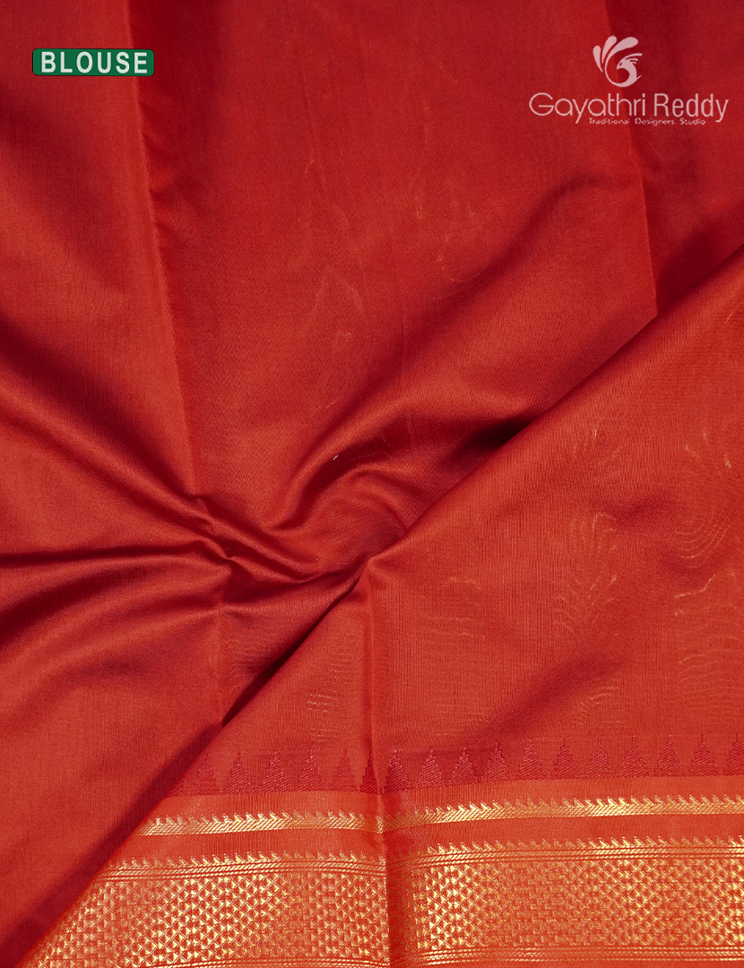 Semi Kanchipuram Art Silk Saree in Deep Maroon and Red