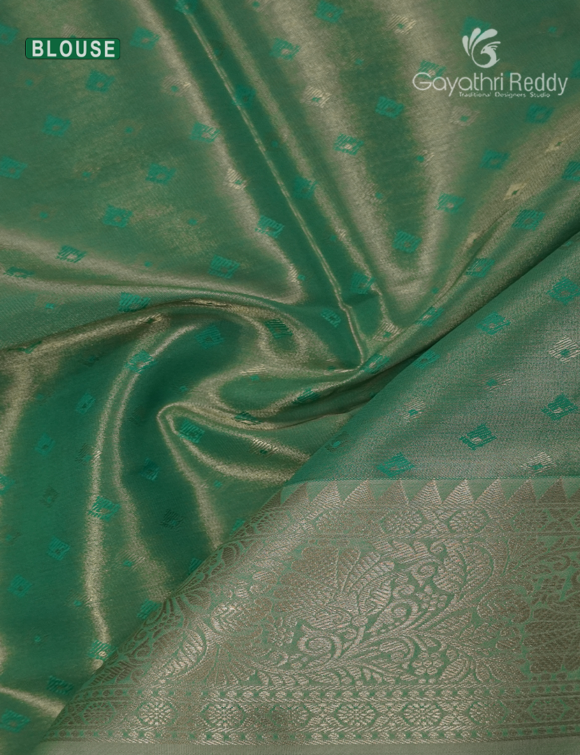 Semi Kanchipuram Art Silk Saree in Mint Green