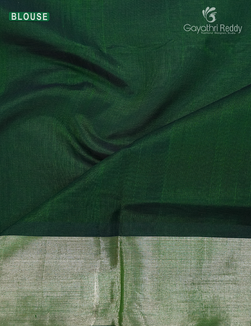 Pure Arani Sico Saree in Lime Yellow and Bottle Green