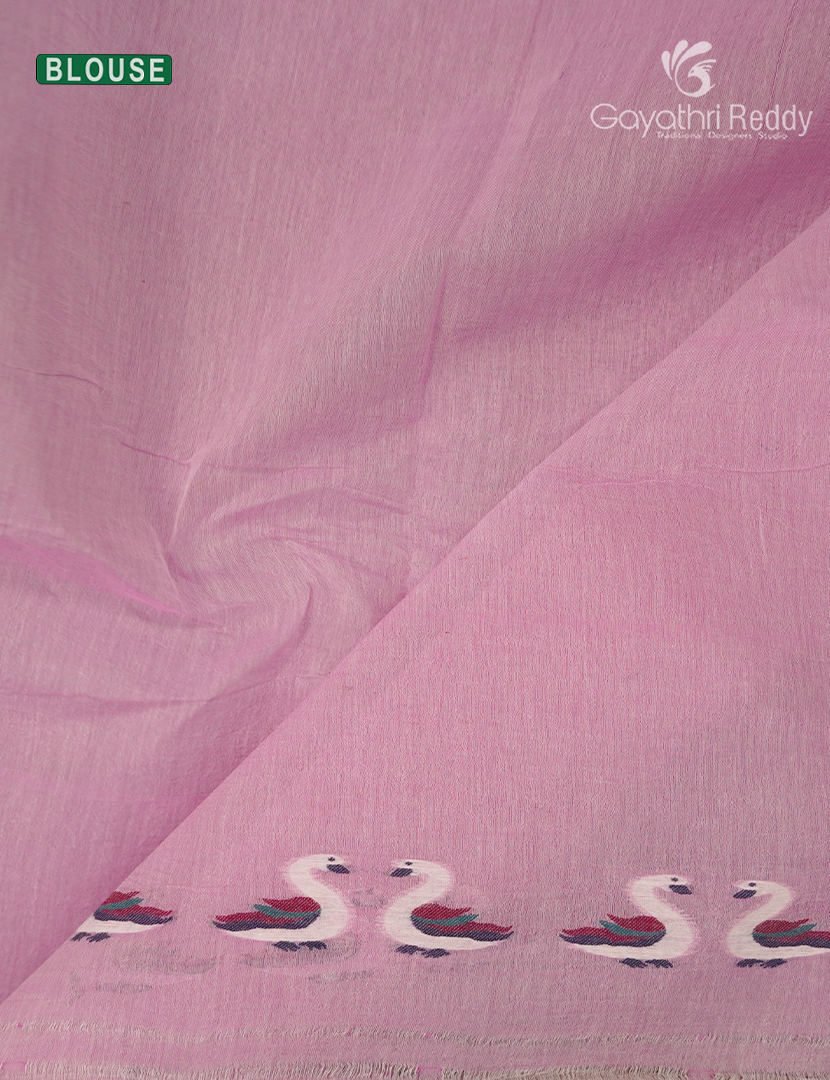 Jamdani Cotton Saree in Baby Pink