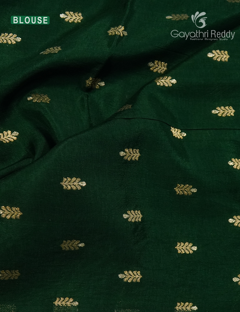 Semi Mysore Crepe Saree in Deep Green