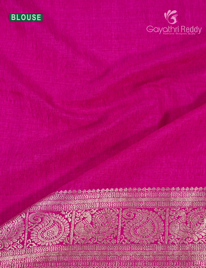 Semi Tussar Saree in Rani Pink