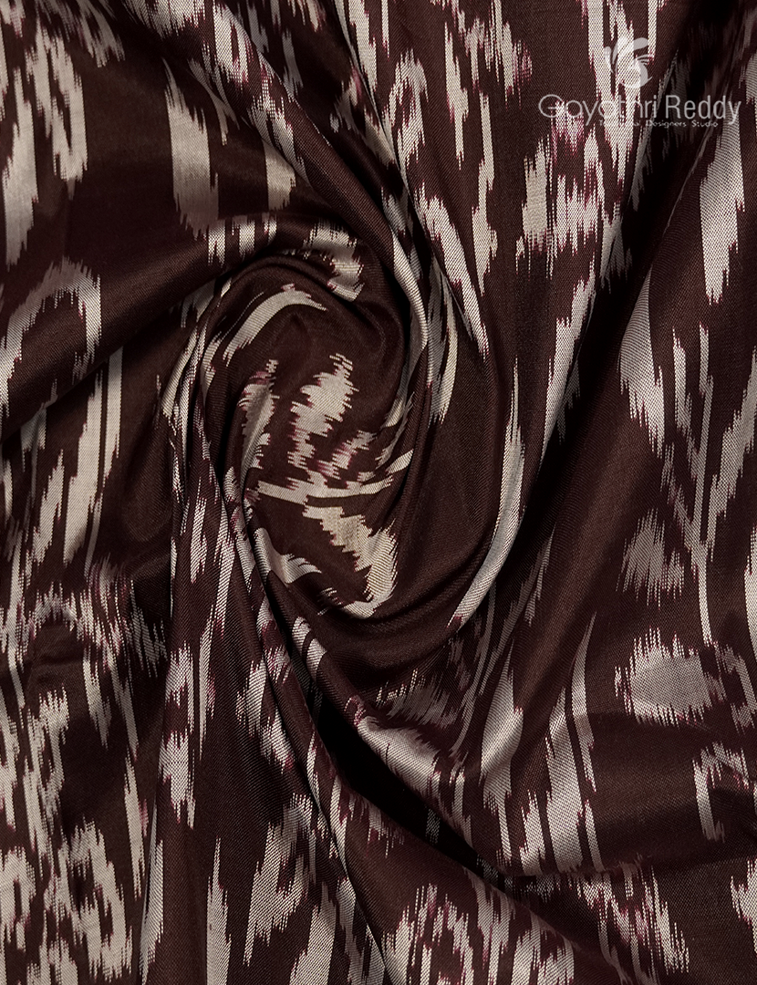 Pure Ikat Silk Saree in Brown