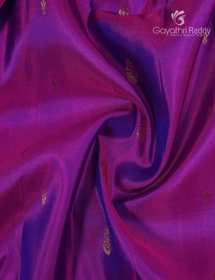 Pure Kanchi Soft Silk Saree in Dual Tone of Magenta and Teal Blue