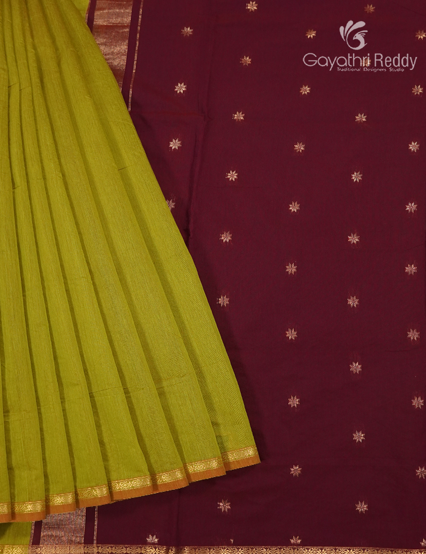 Sico Saree in Parrot Green and Maroon