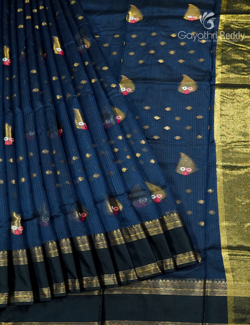 Pure Silk Kota Saree in Deep Peacock Blue