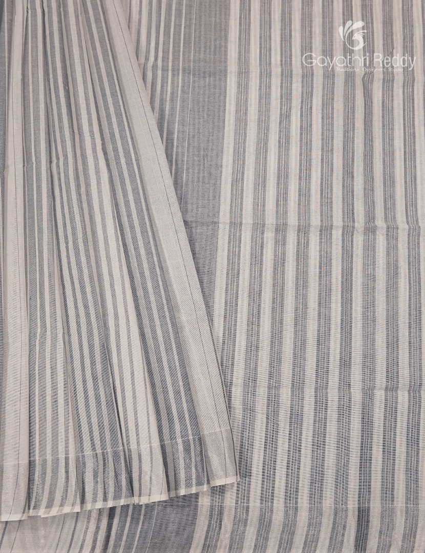 Pure Kanchi Cotton Saree in Cream and Grey