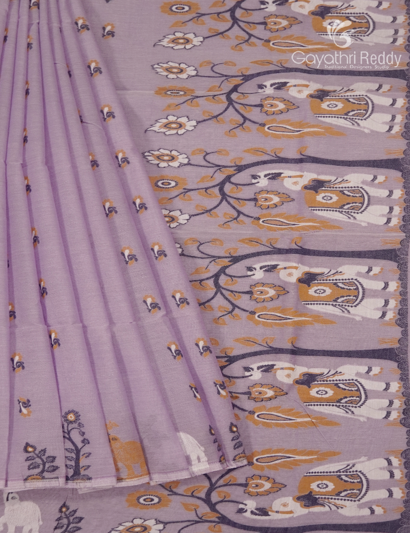 Jamdani Cotton Saree in Lavender