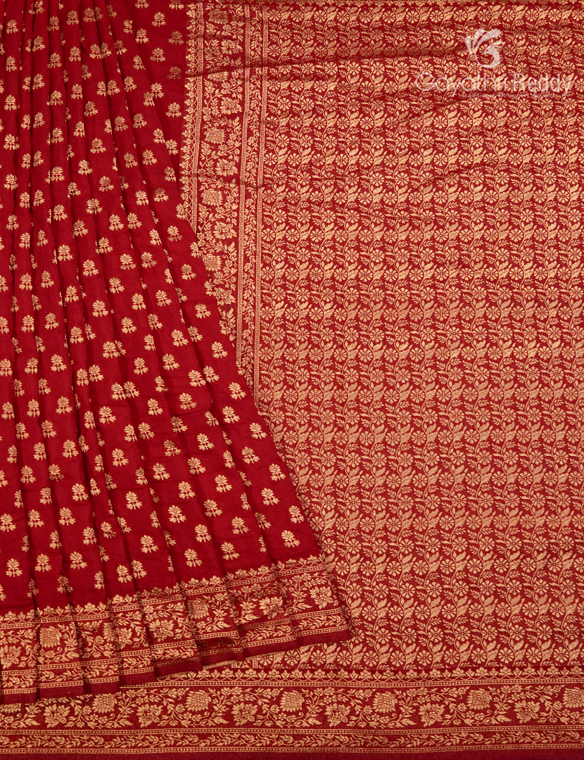 Banaras Georgette Saree in Bridal Red