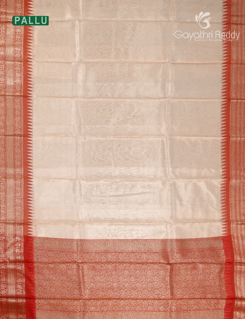 Semi Tissue Gadwal Saree in Cream and Rust Orange