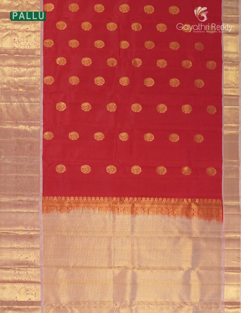 Pure Kanchipuram Silk Saree in Red and Baby Pink