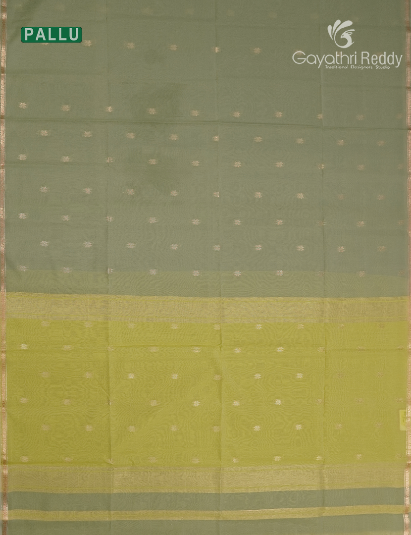 Kanchipuram Sico Saree in Sage Green and Lime Green