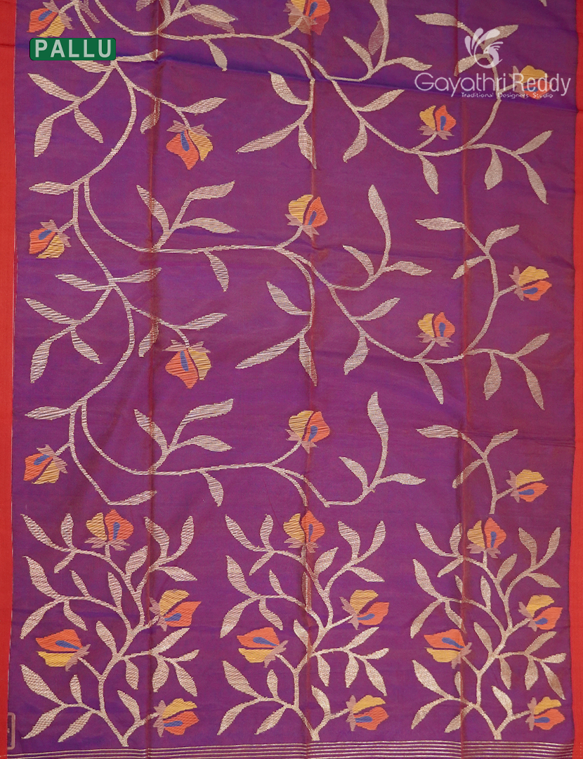 Pure Jamdani Kora Saree in Magenta