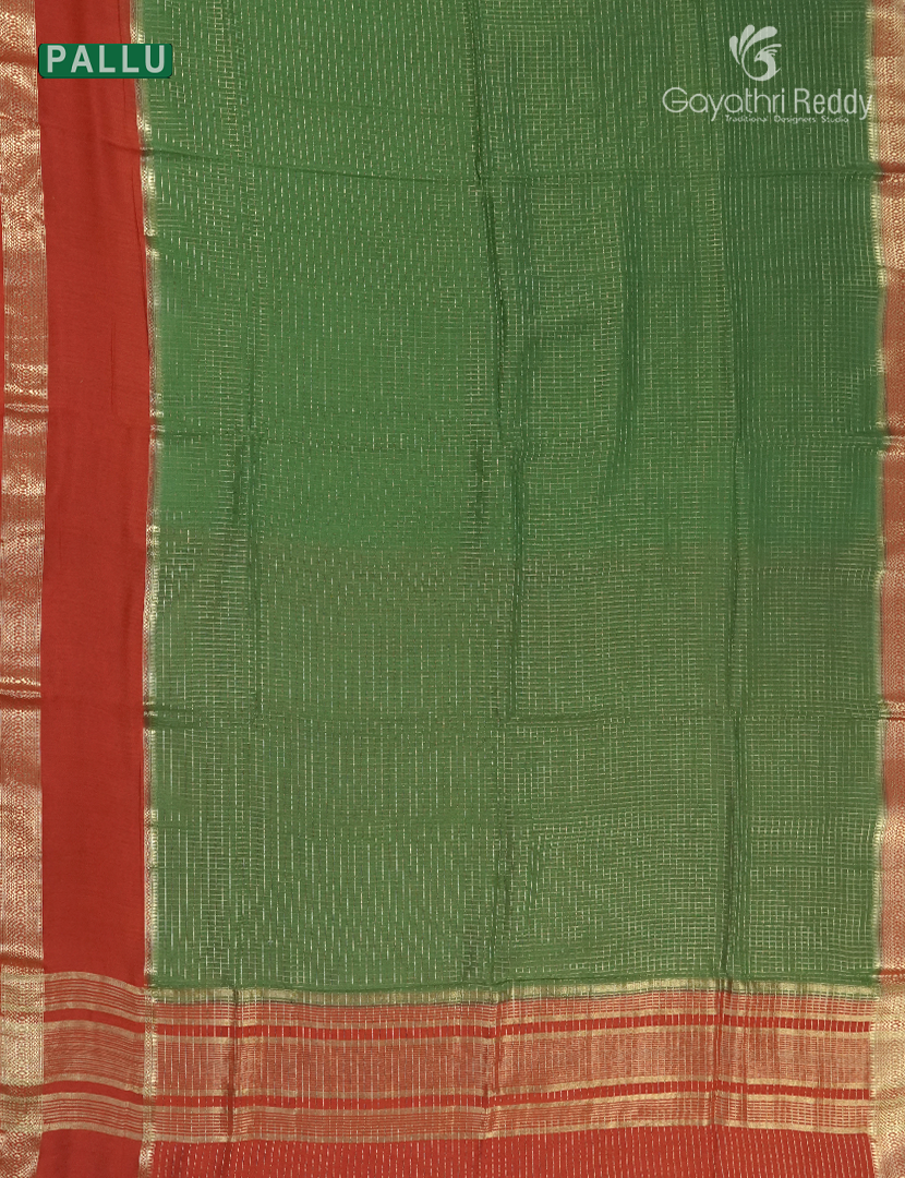 Semi Mysore Crepe Saree in Pista Green and Orange