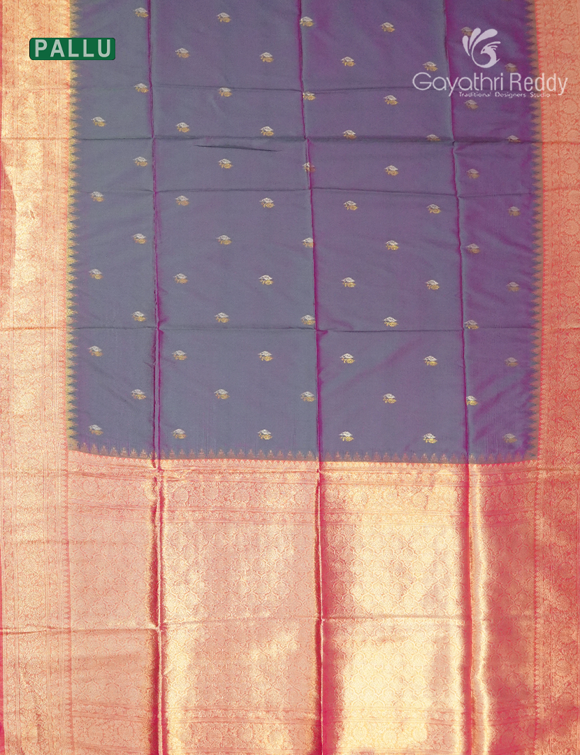 Semi Kanchipuram Art Silk Saree in Ash Grey