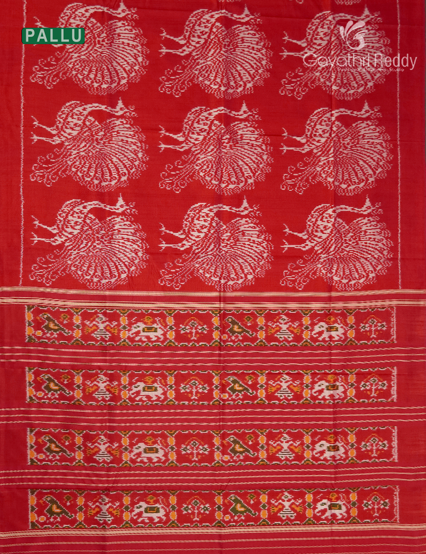 Pure Ikat Silk Saree in Red