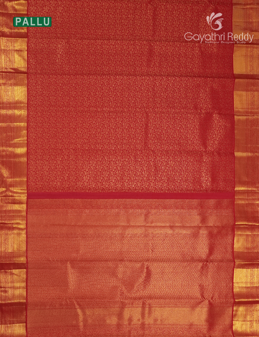 Pure Kanchipuram Silk Saree in Bridal Red ( Brocade Pattern )