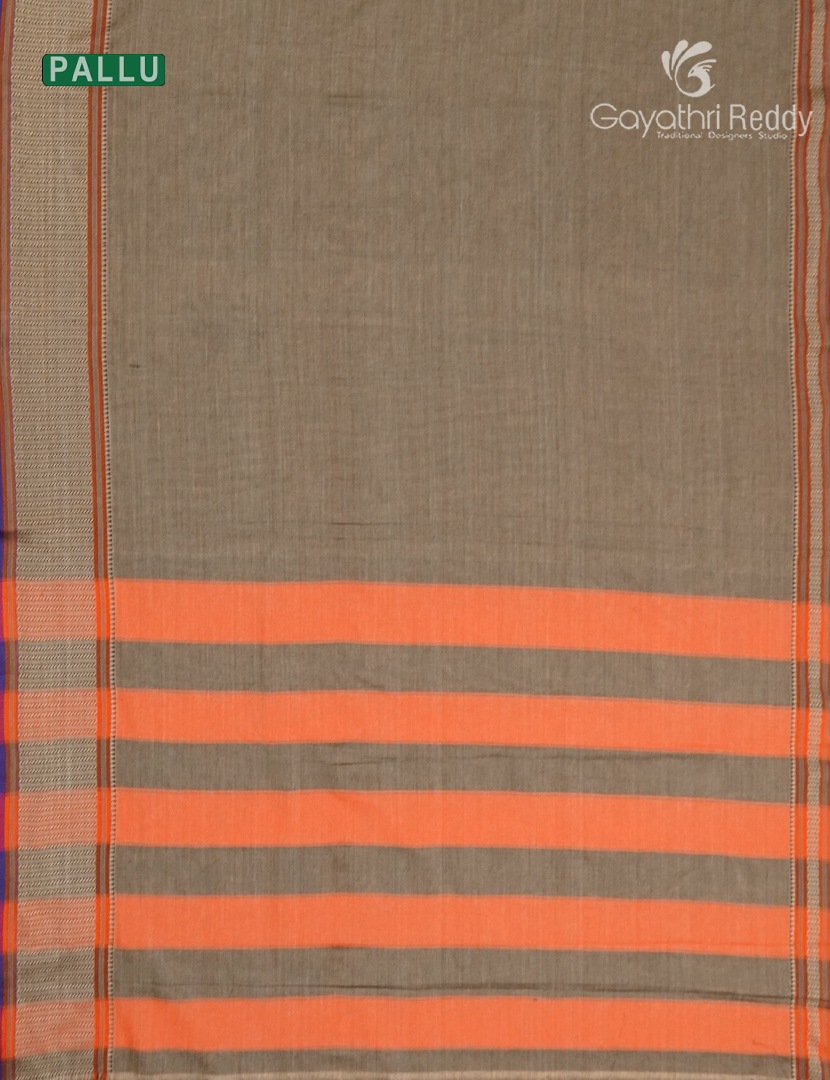 Pure Narayanpet Cotton Saree in Olive Grey