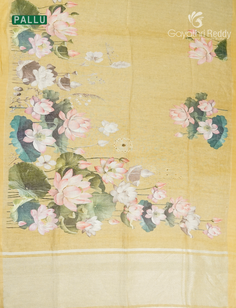 Pure Linen Saree in Yellow