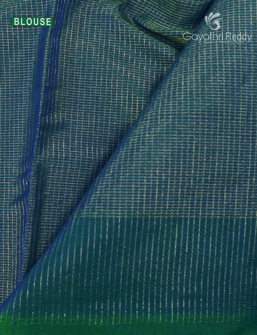Pure Kanchipuram Sico Saree in Deep Peacock blue