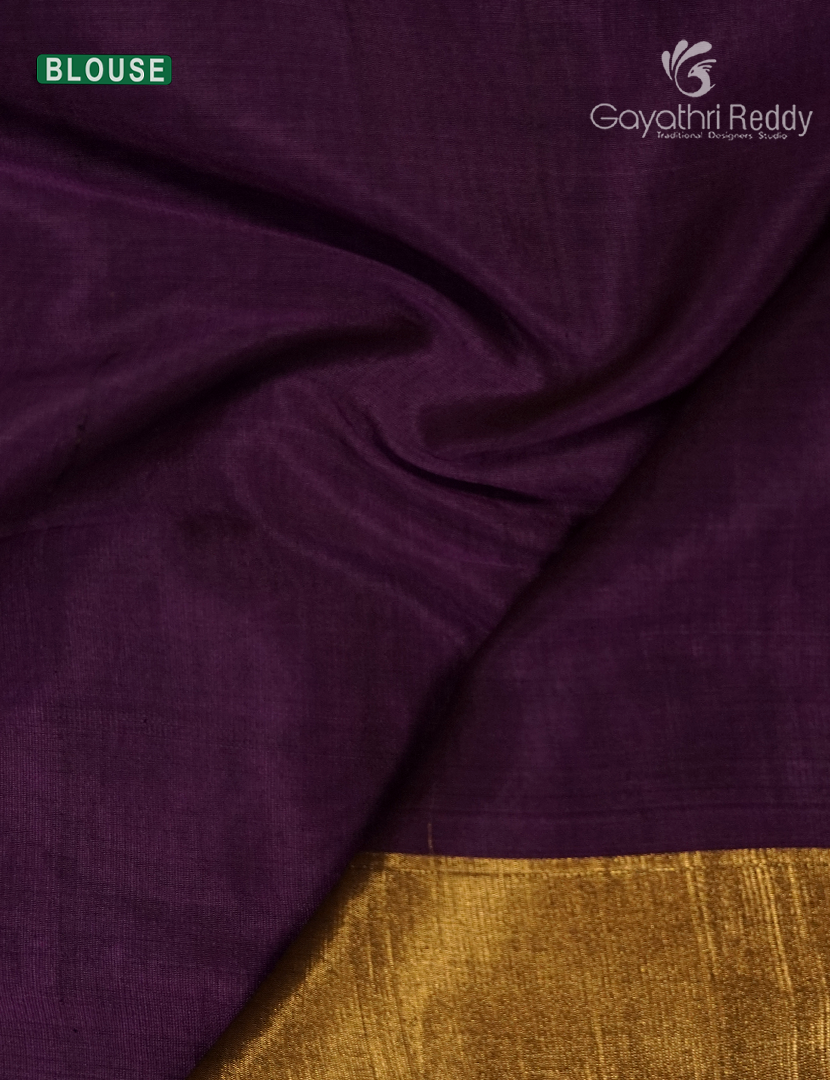 Kanchipuram Sico Saree in Mustard and Deep Violet
