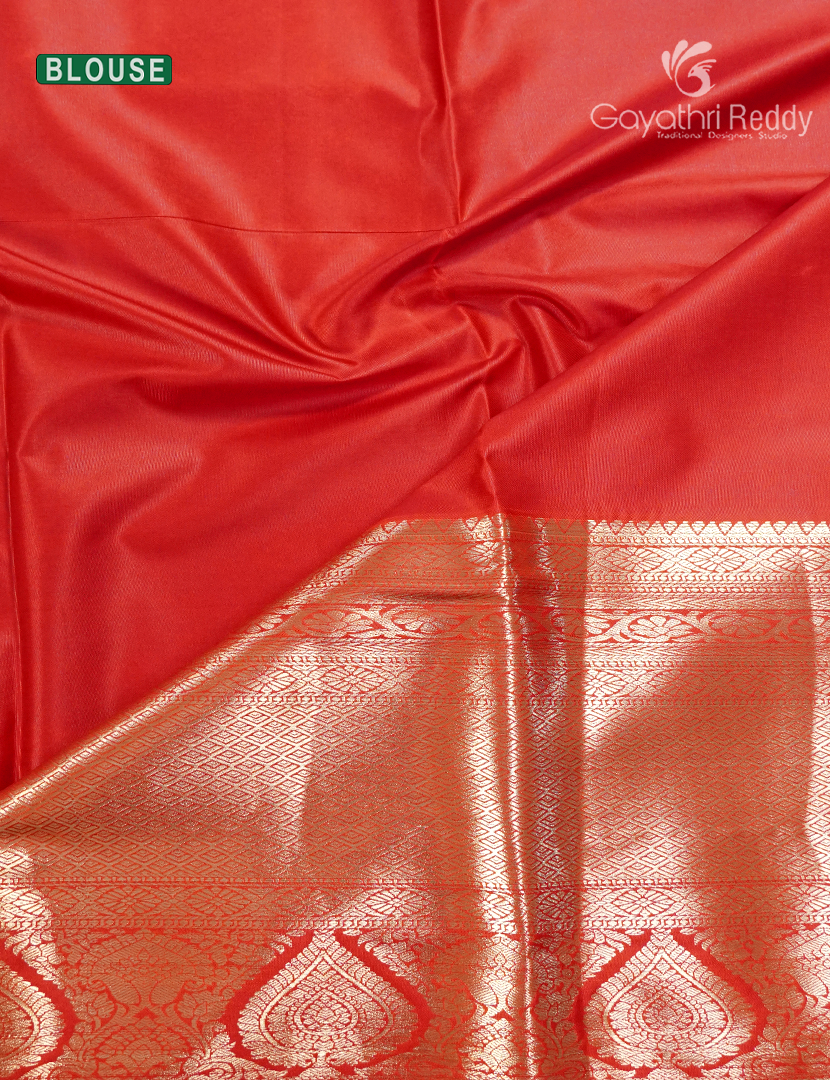 Semi Kanchipuram Silk Saree in Orange