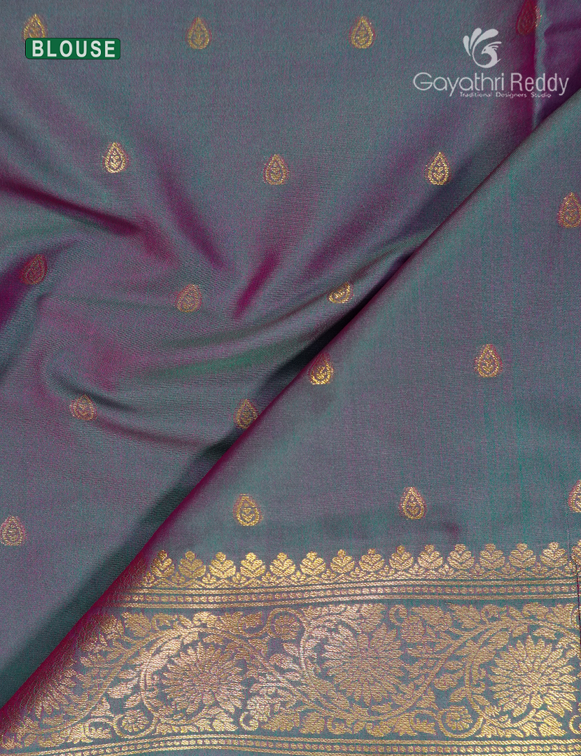 Semi Kanchipuram Art Silk Saree in Ash Grey